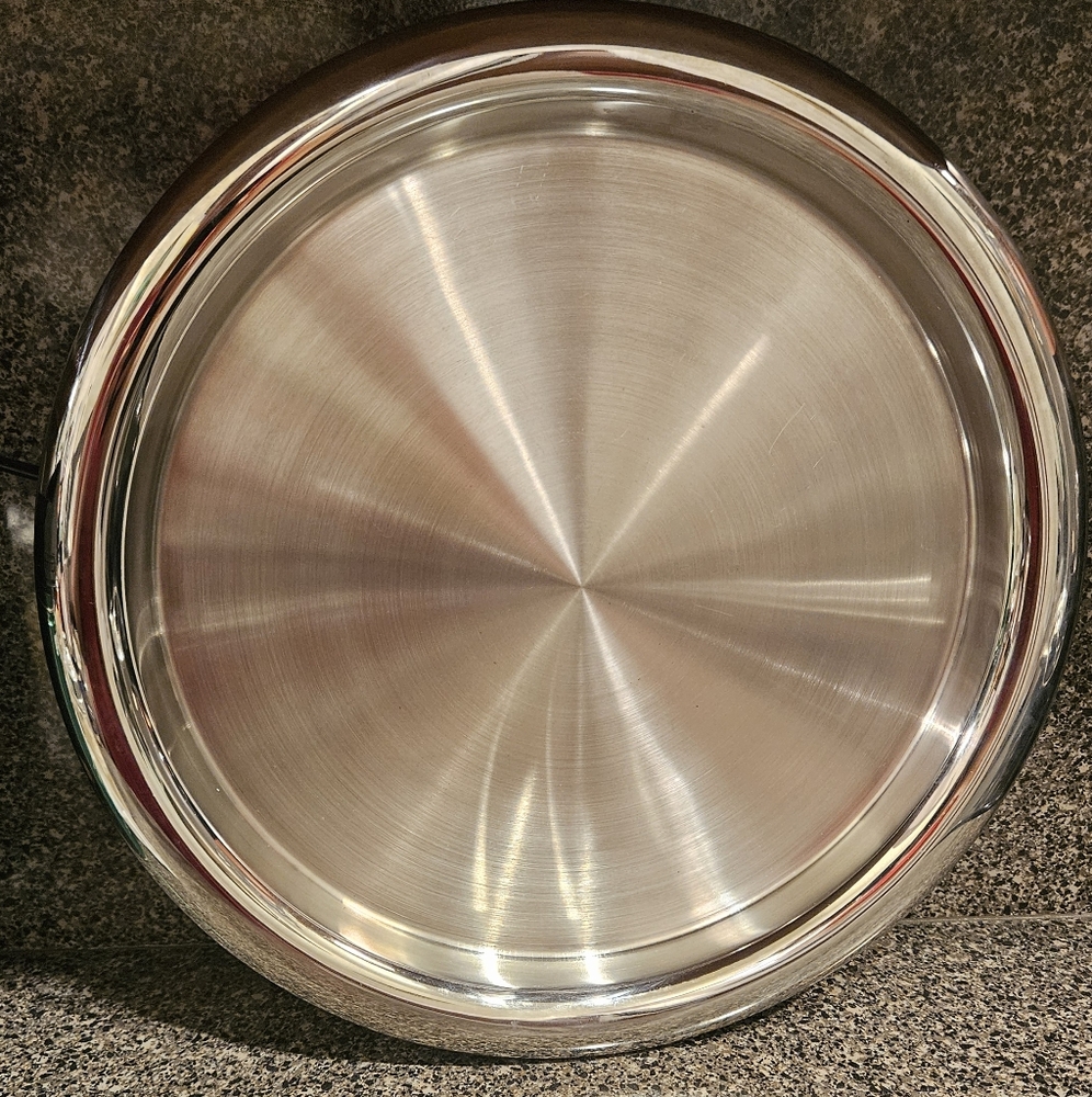 Crate & Barrel Round SS Cocktail Tray Serveware
